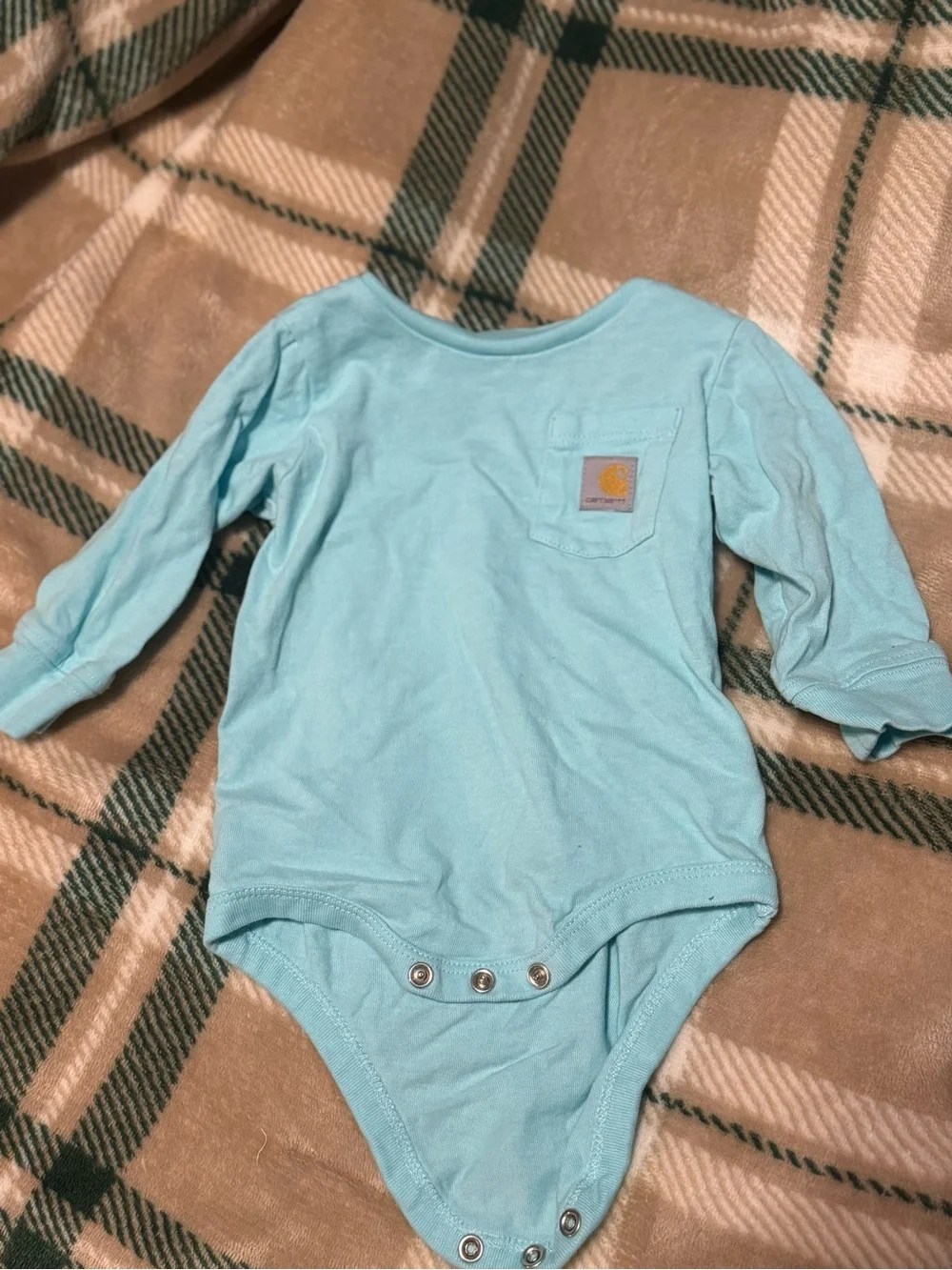 Carhartt Light Blue Long Sleeve Baby Bodysuit